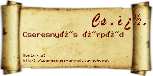 Cseresnyés Árpád névjegykártya